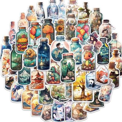 50PCS World In the Bottle Cute Stickers Artistic Graffiti Stickers for DIY Luggage Laptop Skateboard Motorcycle Bicycle Stickers