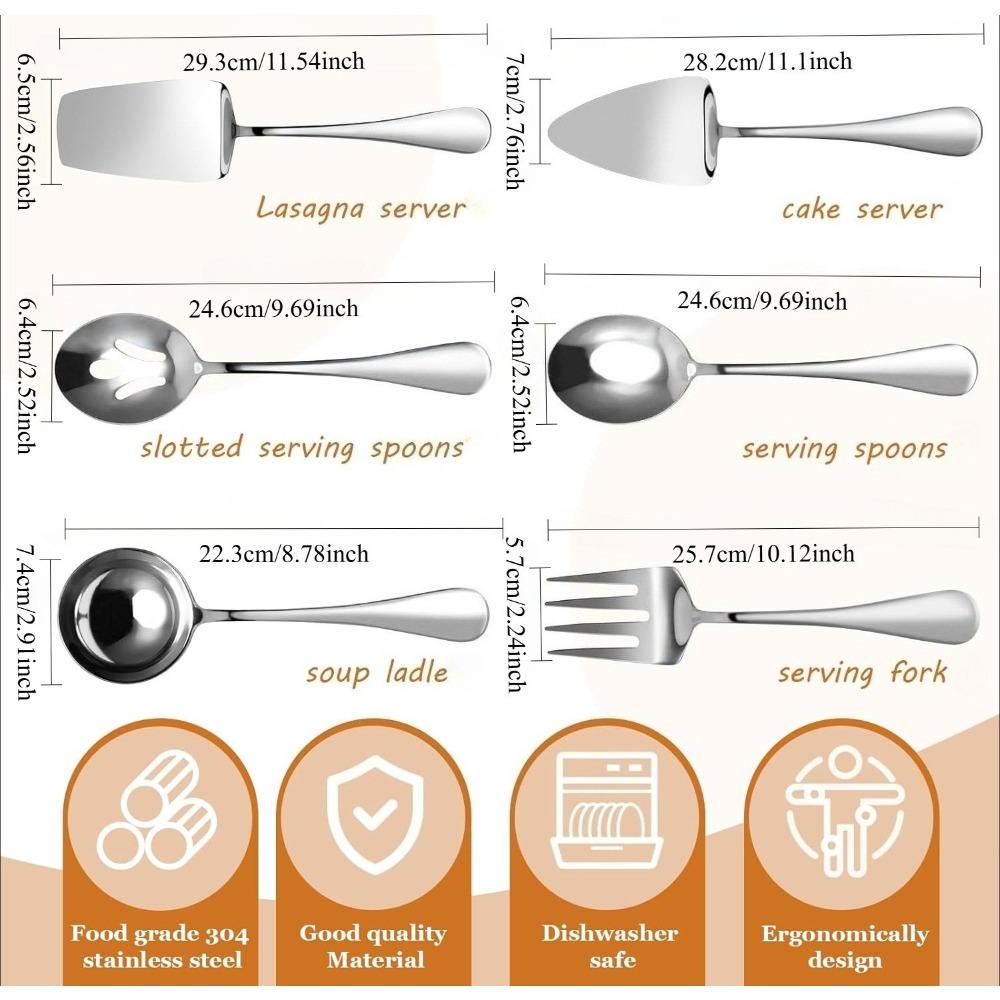 6Pcs/Set Utensils Premium Stainless Steel Reusable Cutlery Set for Weddings Party Kitchen Restaurants Kitchen Dinnerware Set