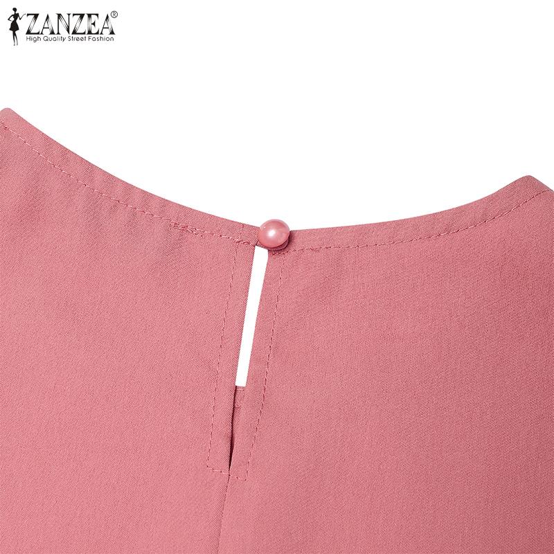 ZANZEA Women Loose Casual Round Neck Sleeveless Long Dress