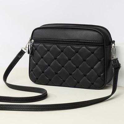 Kleine quadratische Sling-Schultertasche für Damen, neues gestepptes Design, Umhängetasche aus PU-Leder, vielseitige Umhängetasche