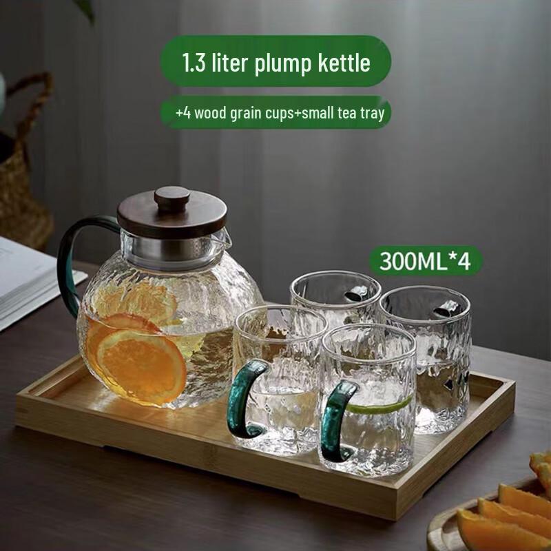 Transparent Bark Pattern Glass Cold Water Pitcher Set