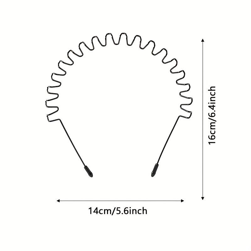 Black Metal Spring Hair Band - Elastic, Non-Slip Grip Headband with Wavy Design for Outdoor Sports & Fashion Accessory, Hair Accessory