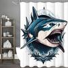 Fierce Shark Shower Curtain, Bathroom Decorative Shower Curtain, Waterproof Shower Curtain with Hooks