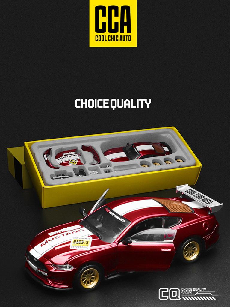 LLB4 CCA 1:42 Ford Mustang GT 2018 Assembled Model Car, Zinc Alloy Metal Ornament, Collectible Gift Car