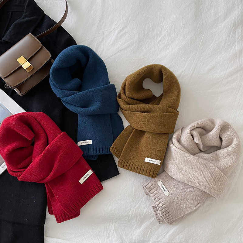 Utvalgt australsk ull 100 % kashmirskjerf ensfarget herre og dame vinter varmt strikket skjerf