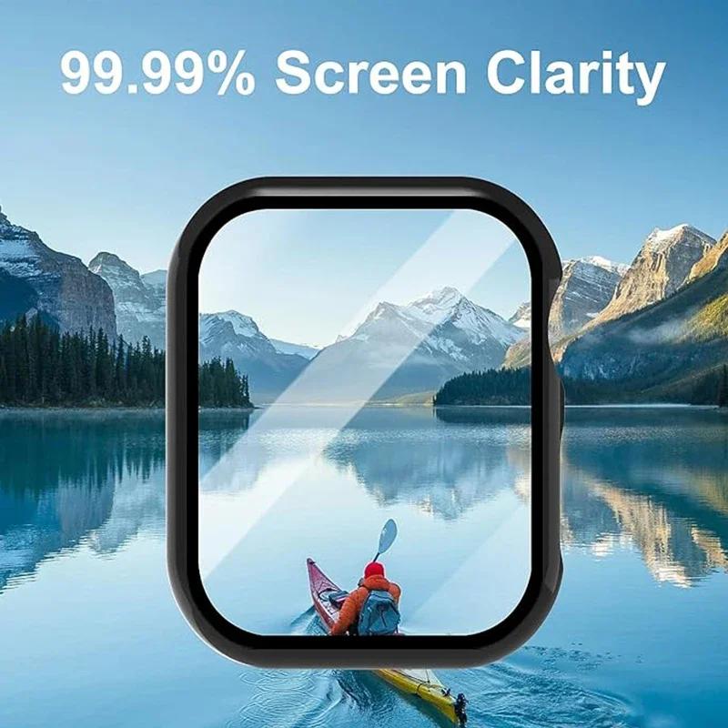 Glass+Matte Watch Cover for Apple Watch Case 45 41 44 40mm 42mm 38mm Bumper+Screen Protector for Iwatch SE 9 8 7 6 5 4 3 2 cover