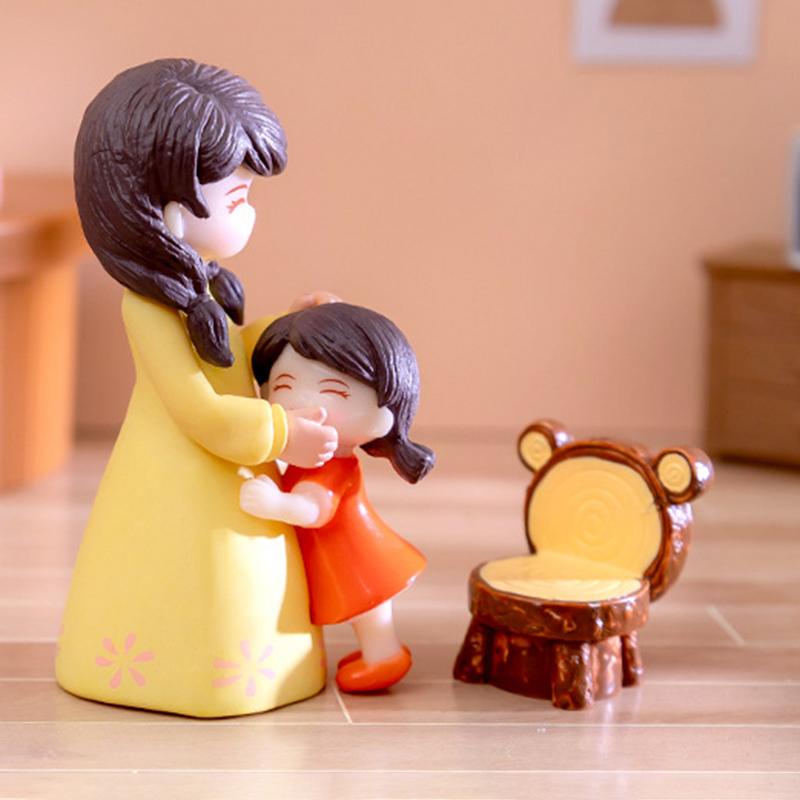 1Pc Miniatures Figurines Mother'S Day Mother And Daughter Figure Doll Micro Landscape Diy Home Desktop Decoration Ornaments