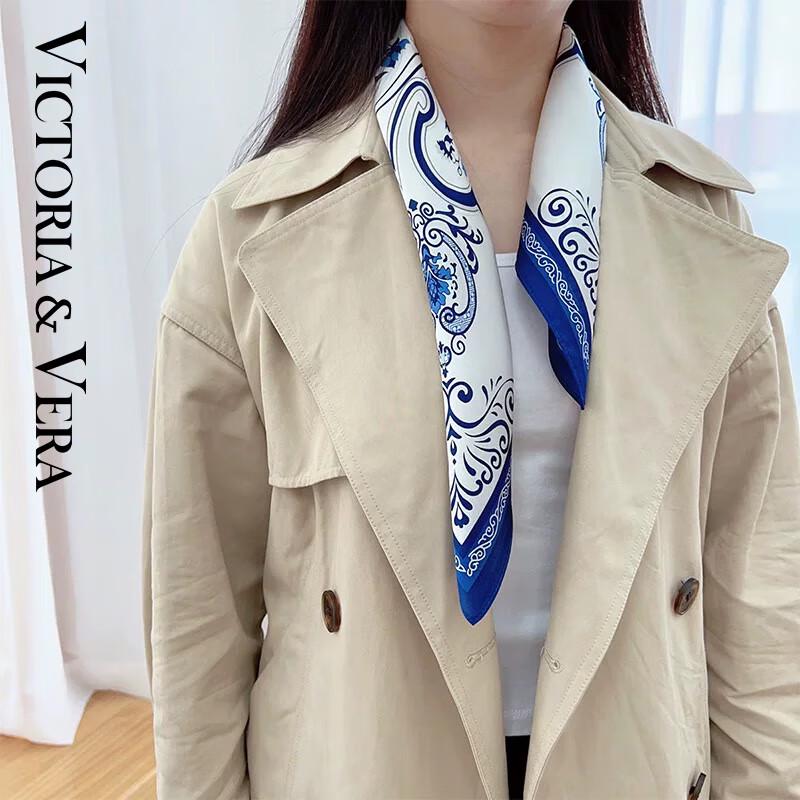VICTORIA&VERA 99% Mulberry Silk Printed Square Scarf
