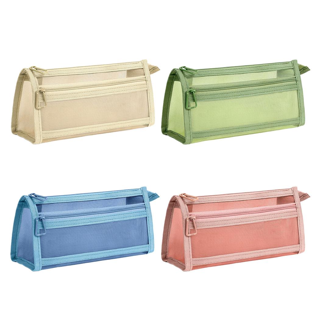 Transparente Stiftetasche Doppelschichtig Netz-Stiftbeutel Netztasche Große Kapazität Stifttasche Schulsachen für Mädchen