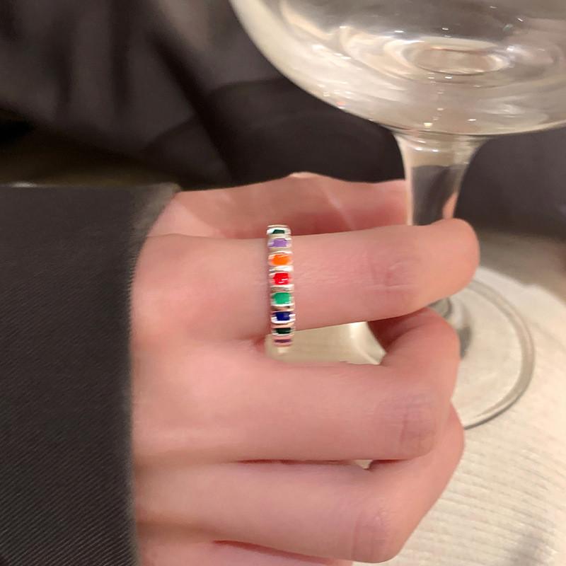 Colorful Drip Glaze Floral Ring For Women Adjustable Open Design Trendy Fashion Accessory