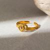 European and American Fashion Colorfast Double Heart Stainless Steel Adjustable Ring for Women