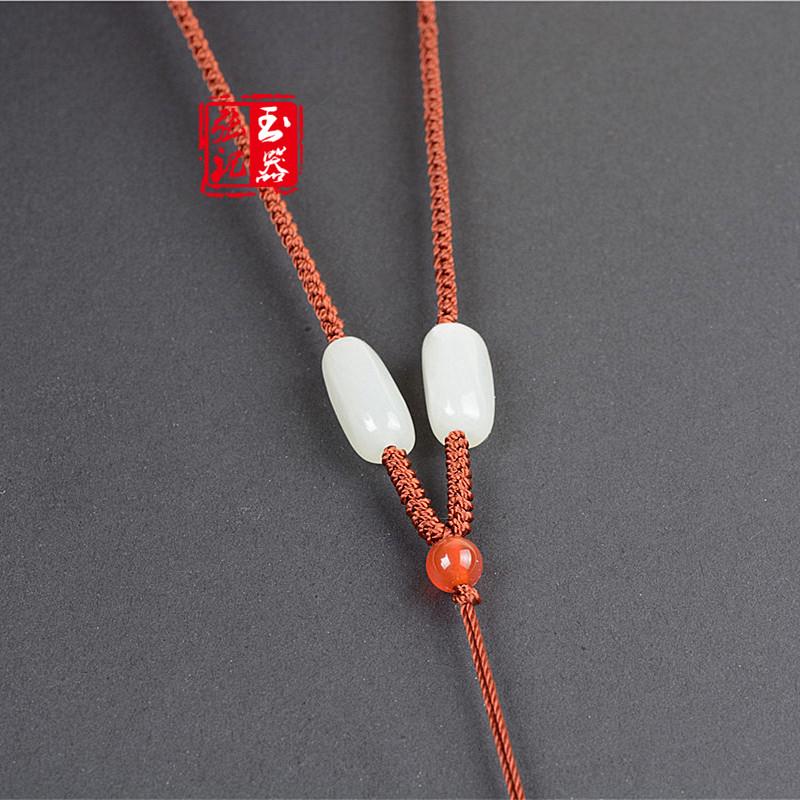 Handwoven Jade Pendant Necklace with Hetian Jade Bead