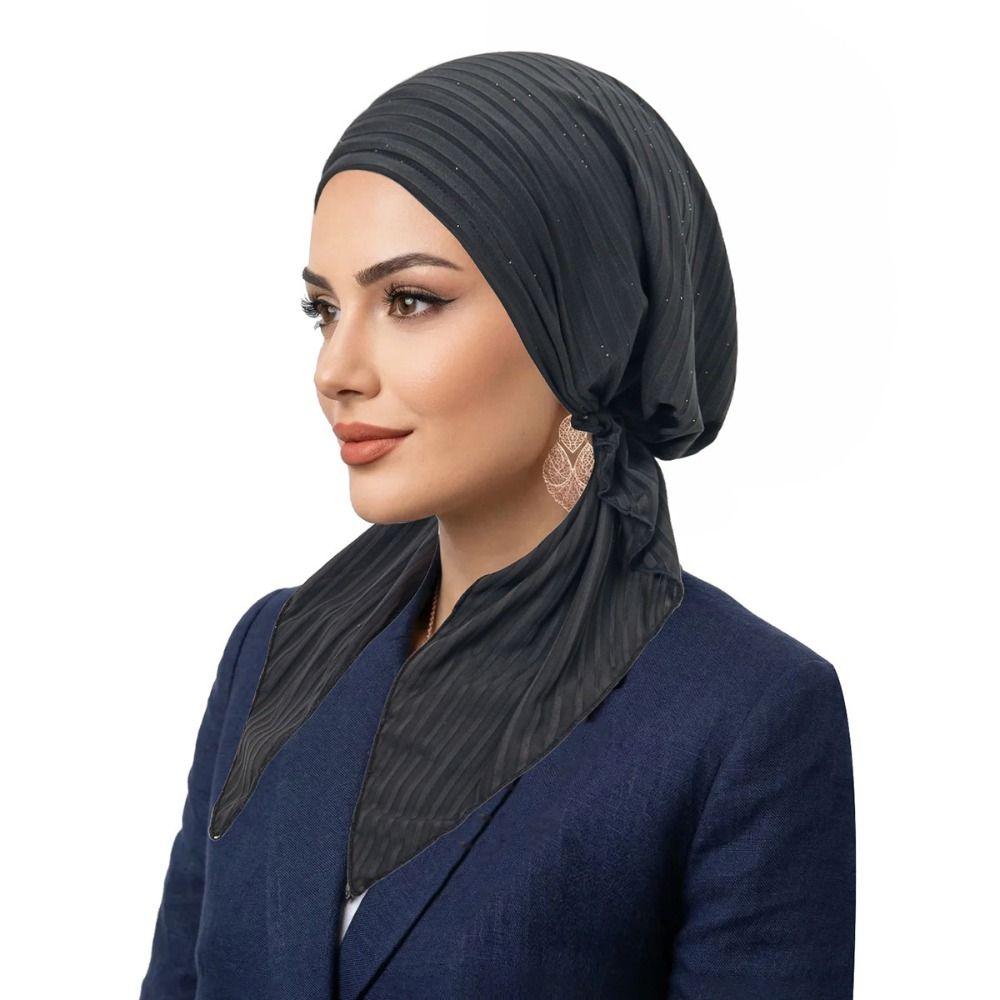 Breathable Pre-Tied Turban Stretch Fabric Bonnet Hat Trendy Head Wrap Women