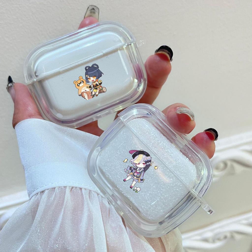 Genshin Impact klee Qiqi xiao Case for Apple Airpods 2 1 Earphone Cases With Hook For Airpod Pro 3 Pro2 Clear Protective Covers
