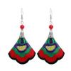 Hand-embroidered retro fabric earrings, flower fringed versatile femininity, stage performance, earrings, earrings.