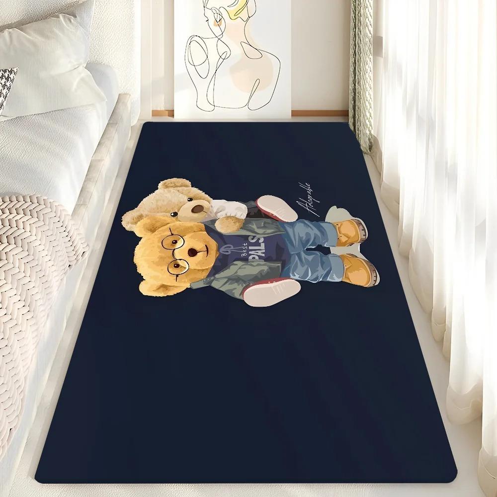 

Cute Teddy Bear Happy Floor Mat Bathroom Mat Kids Room Bedroom Decoration Balcony Anti-Slip Doormat Living Room Welcome Rug INS 40x60cm