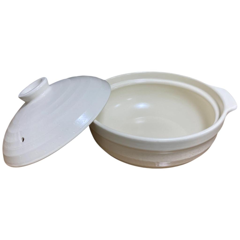 J-kitchens Kasho No. 6 Earthenware Pot, 18cm, for Direct Stovetop Use, for One or Two People, Dishwasher and Microwave Safe, White, by Hakufukuju