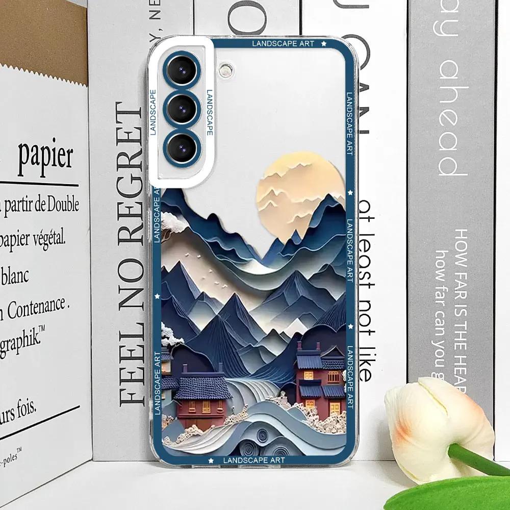 Shockproof Phone Case for Samsung Galaxy S21FE S22 Plus S23 S24 S25 Ultra Soft Cover Printing Landscape Creative Mountains Shell