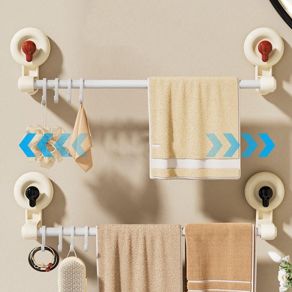 Plastic Suction Cup Towel Rack Punch Free Bath Towel Hanger Durable Single Rod Towel Rack Toilet