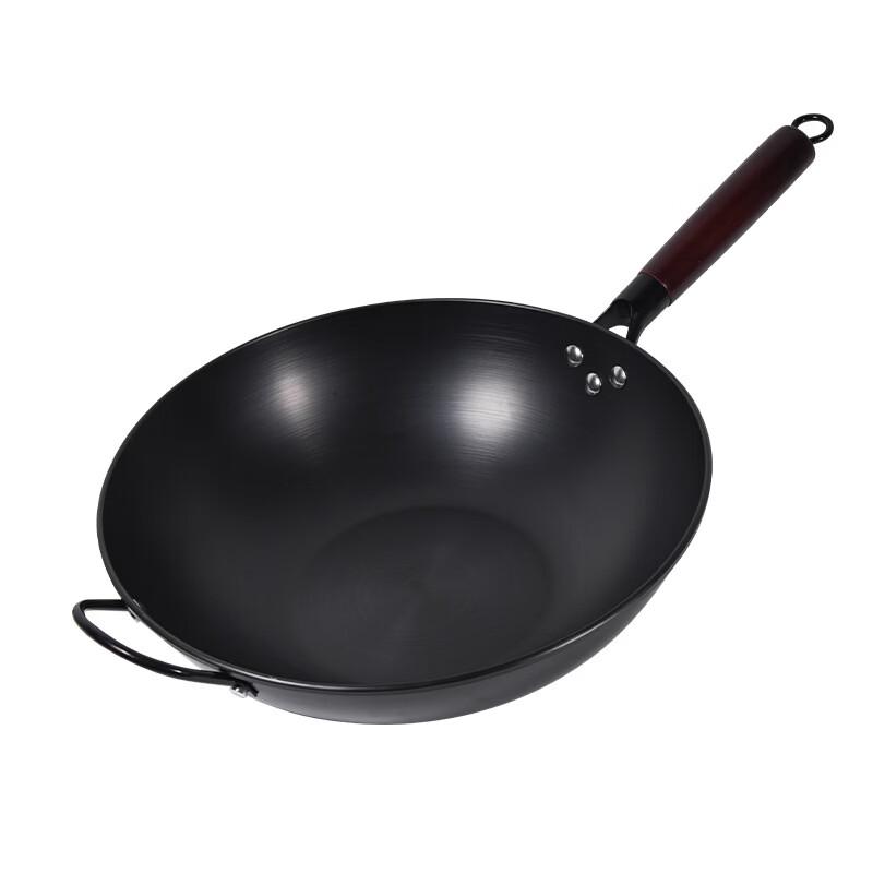 Zhishi 36cm Flat Bottom Coated Nitrided Wok