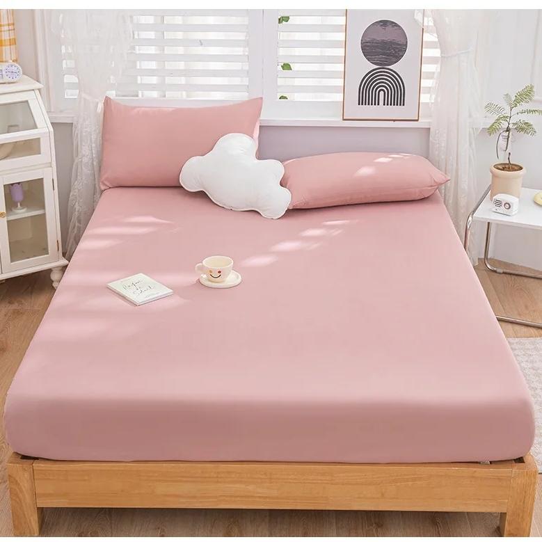 1PC High Quality Solid Color Bed Sheets Dustproof Mattress Protective Cover Soft Comfortable Breathable Fitted Sheet Non-slip Bed cover With Elastic