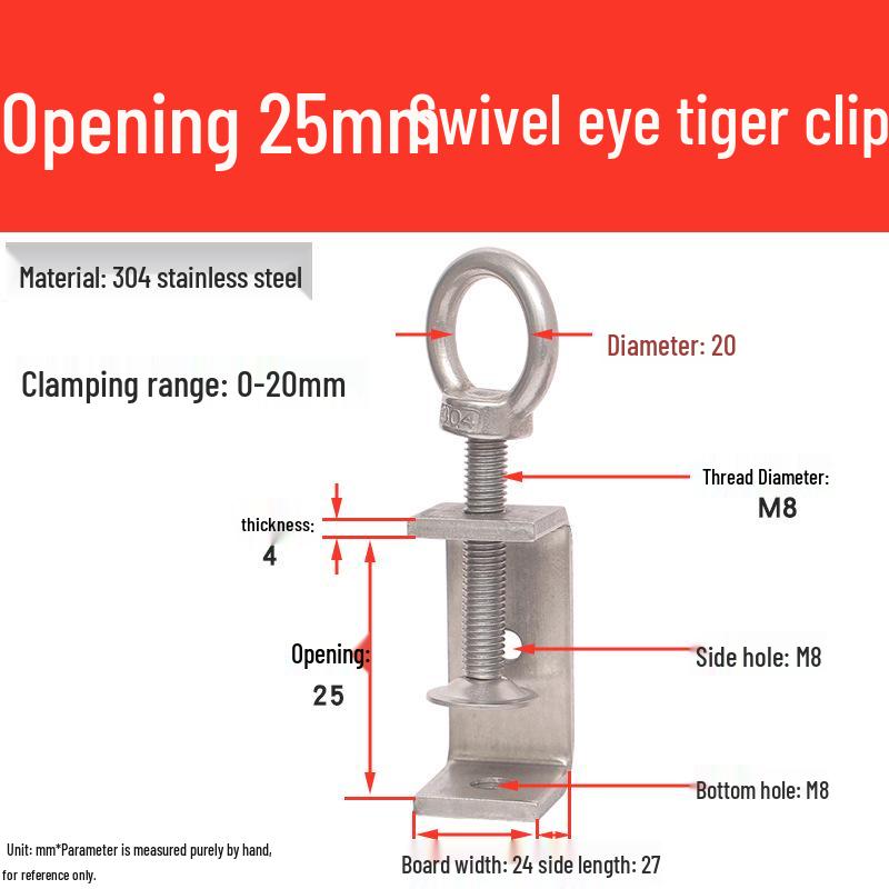 304 Stainless Steel U-Clamp Tiger Clamp with Hand-Tightened Eyebolt