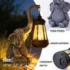 Solar Elephant Statue Outdoor Garden Decor - 10" Resin Elephant Figurine with Hanging Solar Lantern, Waterproof Patio Yard Art, Lucky Elephant Gifts