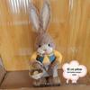 Pastoral Large Peter Rabbit Straw Woven Craft Ornament - Cute Christmas & Halloween Gift