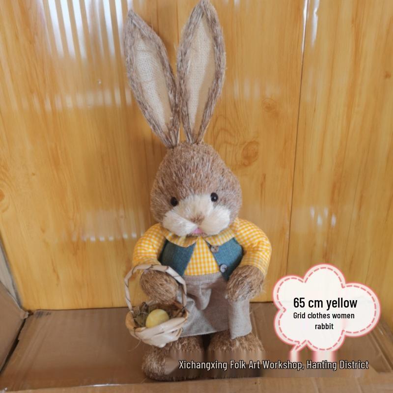 Pastoral Large Peter Rabbit Straw Woven Craft Ornament - Cute Christmas & Halloween Gift