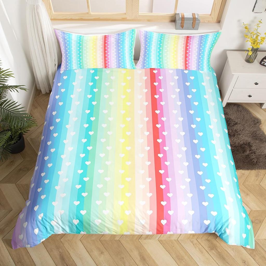Comforter Love Heart Romantic Bedding Set Microfiber Valentine'S Day Full King For Boys Girls Adults Bedroom Decor