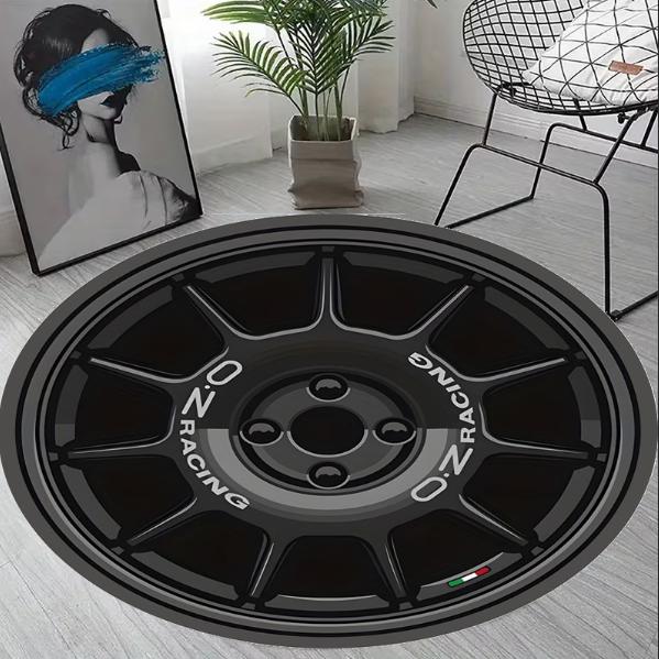 

Racing Car Tire Mat Floor Mat with Realistic Tire Living Room Bedroom Office Decor Living Room MatDecorative Floor Mat Mat Car 60cmx60cm