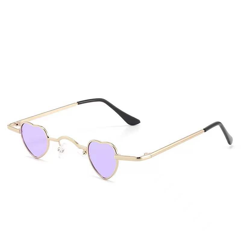 

Ретро-солнцезащитные очки в форме сердца для женщин и мужчин, металлическая оправа, хип-хоп, панк, модные, популярные, ультра-маленькие, в форме сердца, очки фиолетовый