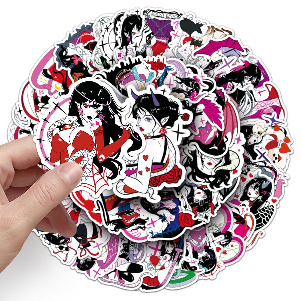 Anime Girl Graffiti Gothic Stickers: 50 Waterproof Decorative Pieces for Phone Cases & Luggage