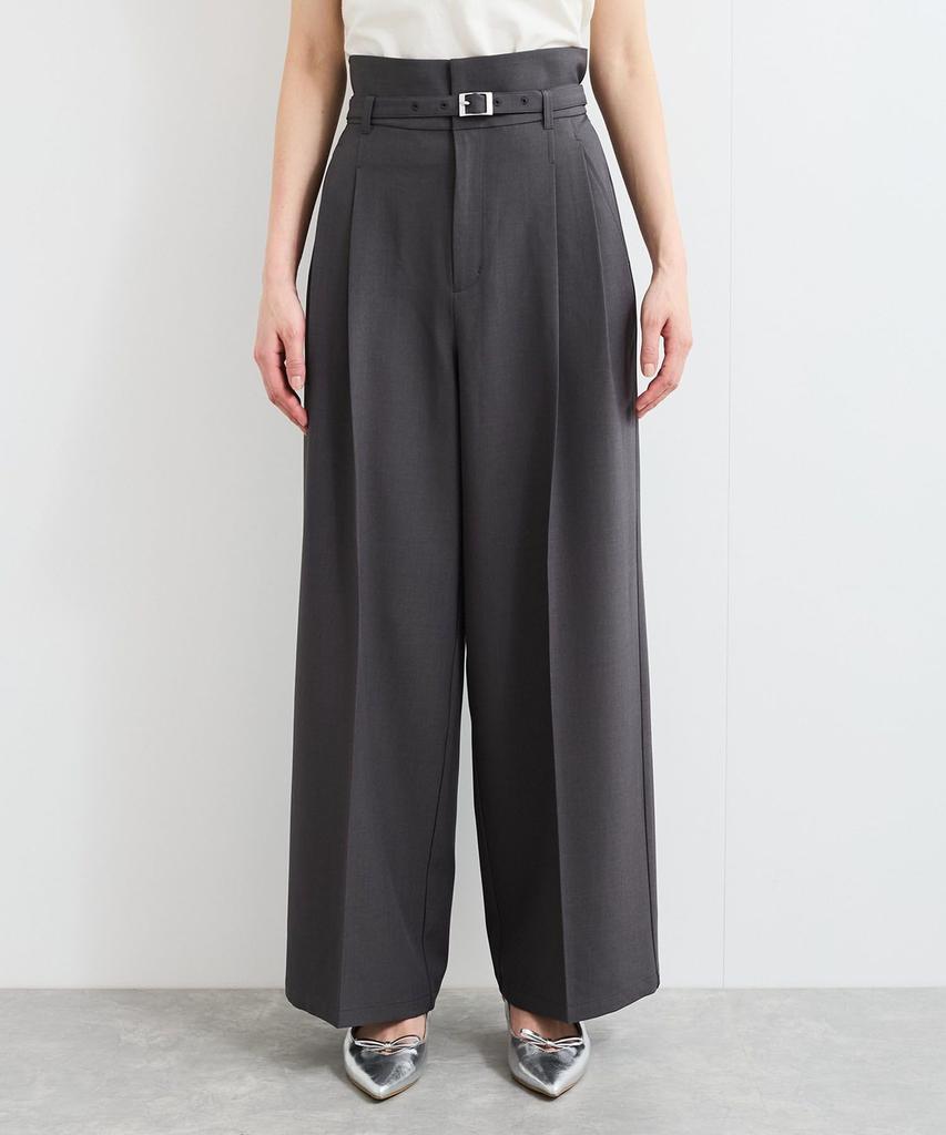 Bis Slacks with Belt Size Sax Women's Wrinkle-Resistant, Cool-to-the-Touch Wide-Leg Detail, BVS15100, (48)