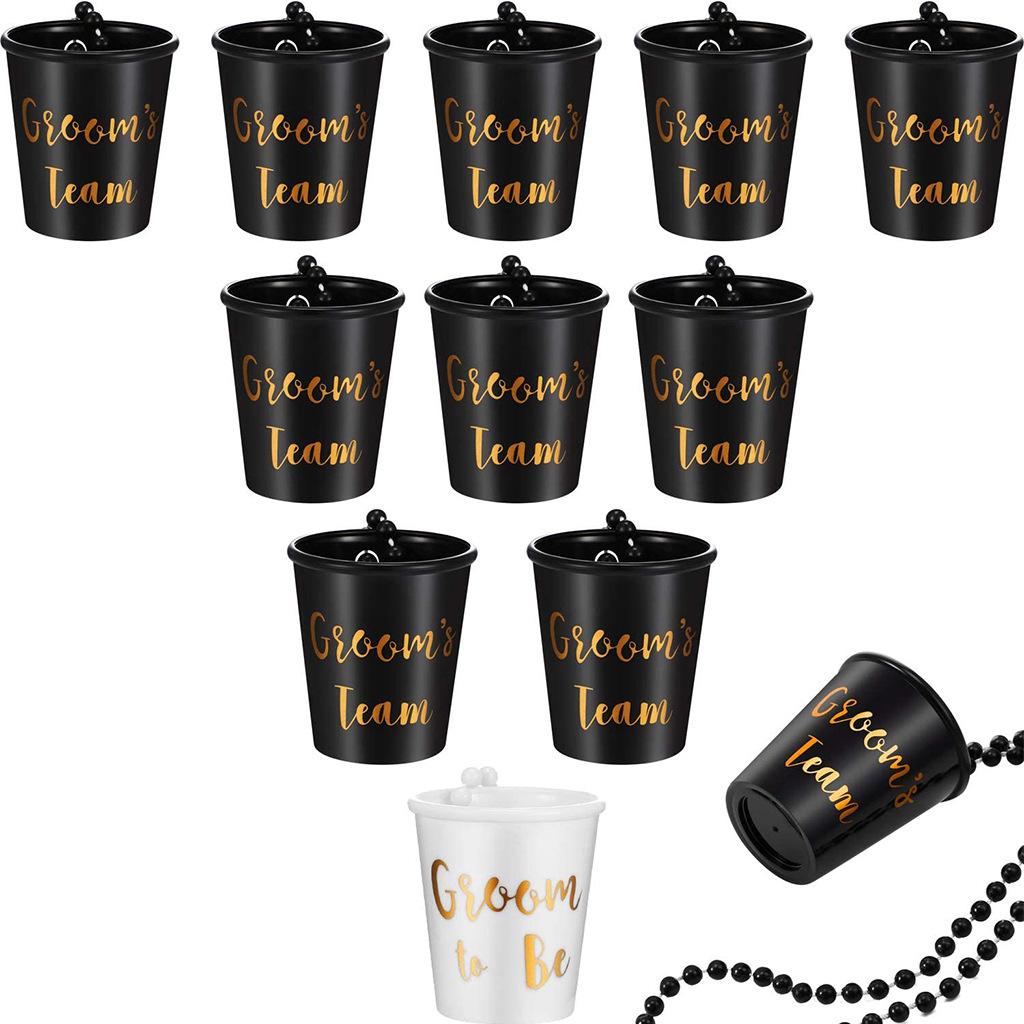 12 Pack Single Party Plastic Small Wine Glass White Bride To Be Rose Red Team Bride Pearl Chain Cup Plastic One Size Fits All