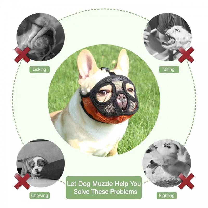 Adjustable Dog Muzzle Brachycephalic Breeds - Breathable Mesh Snout Cover To Prevent Biting Scavenging