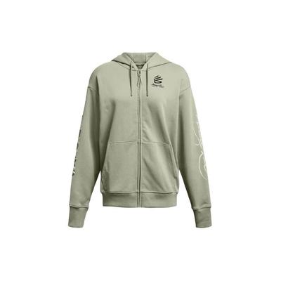 Curry X Bruce Lee Collaboration SS24 Spring Collection Logo Print Full Zip Hoodie Women Hoodies Green 1383207-504