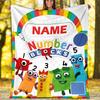 Customizable 3D-Number-Blocks-Cartoon Throw Blanket – Personalized Name, All-Season Cozy Snug Blanket, Machine Washable, Personalized Blanket