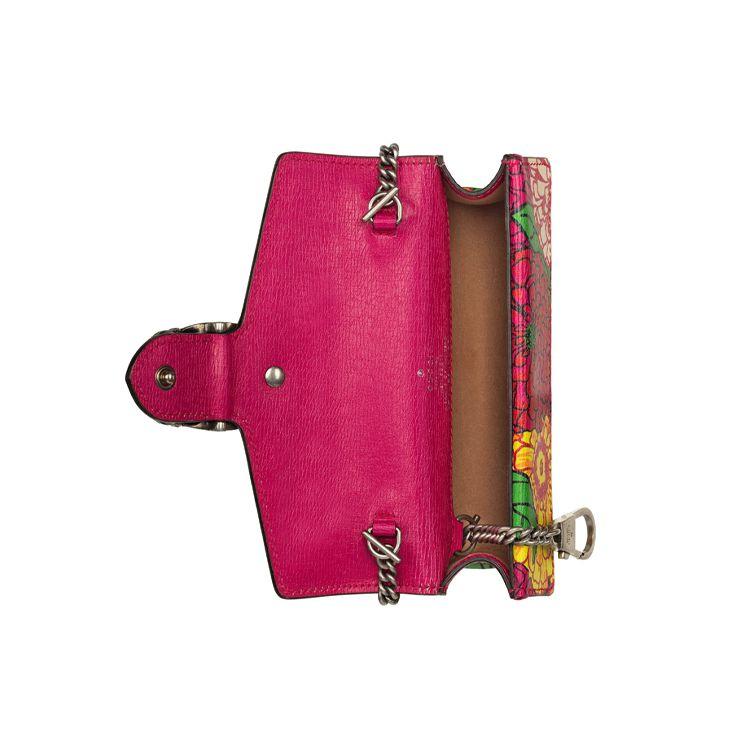 Gucci Dionysus Tiger Head Buckle Ken Scott Print Chain Leather Mini Shoulder Bag Women shoulder bag Rose-Pink Multicolor 476432-UAF0N-8464