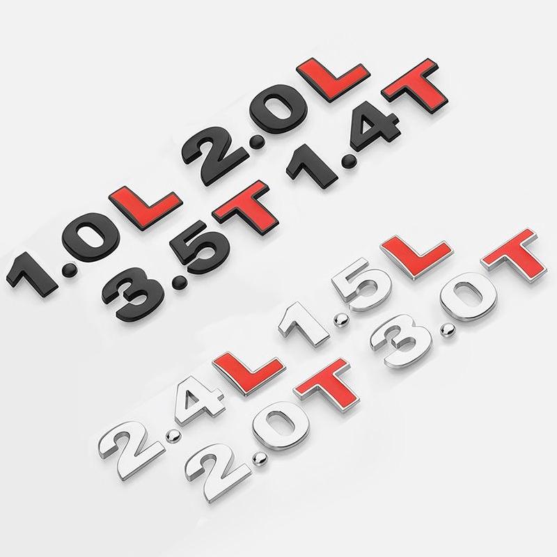 3D Metal Car Displacement Standard Rear Trunk Emblem Badge Sticker 1.0 1.2 1.4 1.6 1.8 2.0 2.5 2.8 3.0 L T 2.0T 3.0T Volume Logo