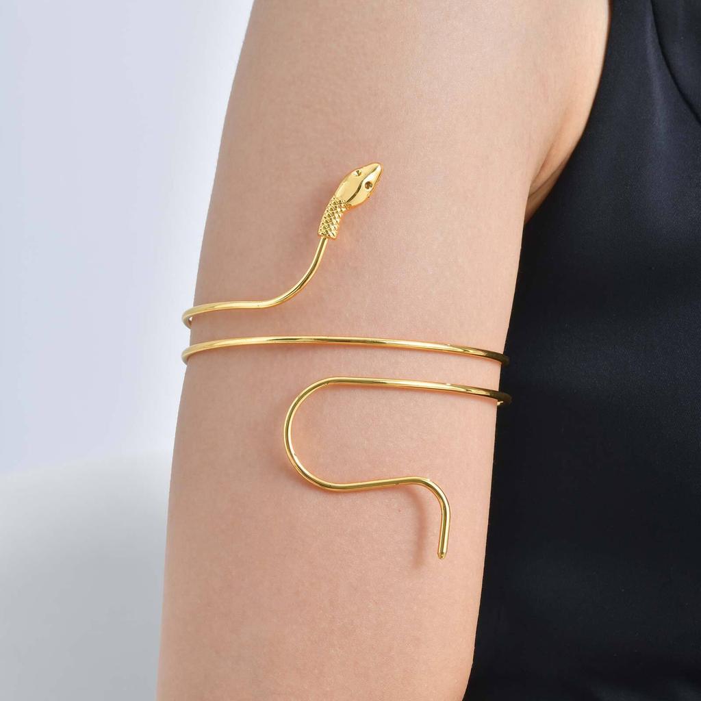 Vnox Snake Spiral  Arm Bracelet For Women, Simple Stainless Steel Cuff Armband, Fashion Armlet Jewelry Wholesale