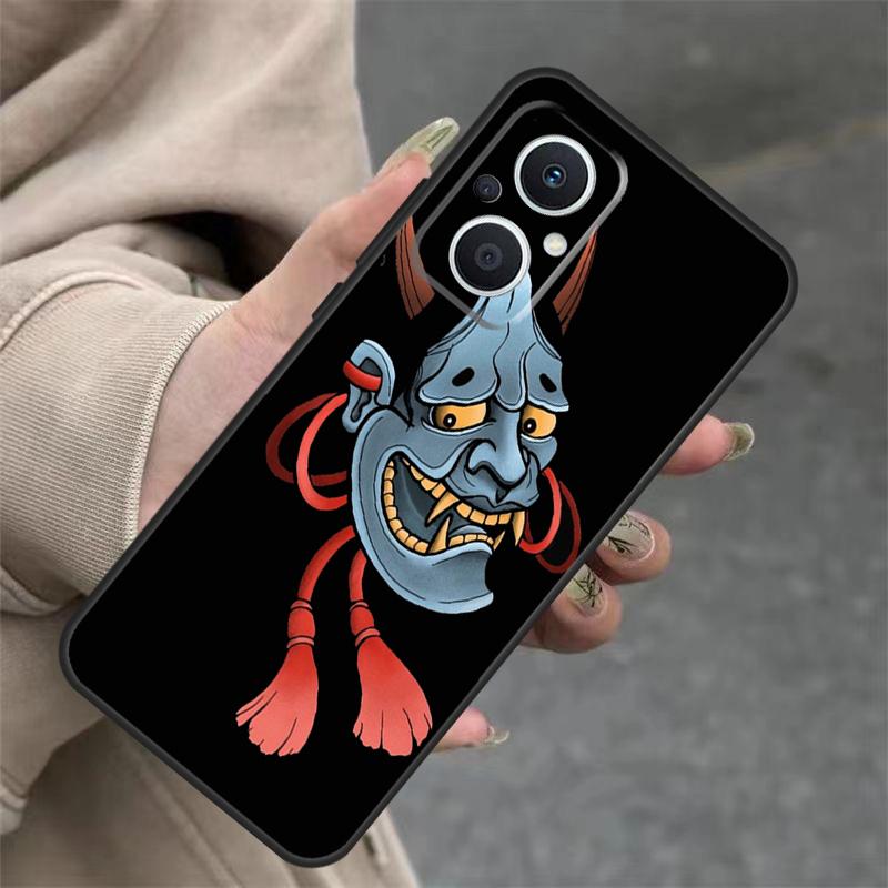 Japanese Hannya Oni Mask Case For OPPO Reno 4Z 5Z 8T 10 11 Pro 11F 7 8 5 6 Lite OPPO Find X6 X5 Pro X2 X3 Neo Cover OPPO Reno5 Z