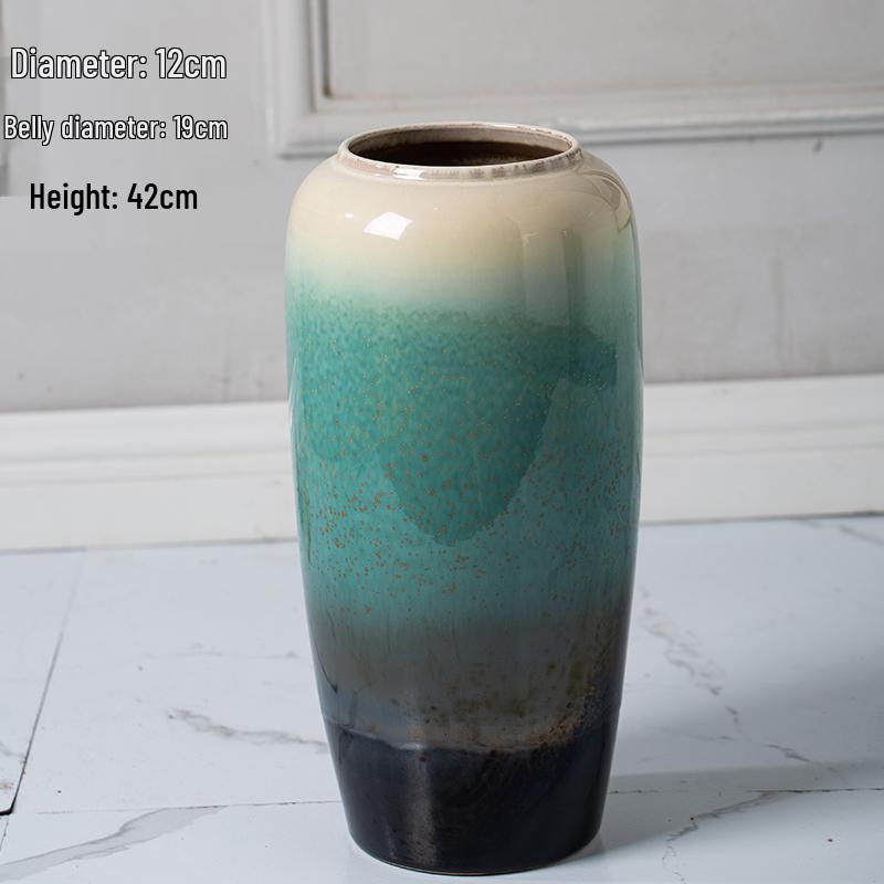 Ceramic Floor Vase for Living Room Dried Flower Arrangement - New Chinese Style Home Decor