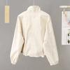 Women's Spring Autumn Thin Cardigan Jacket Zipper Long Sleeve Simple Solid High-necked Female Coat Tops