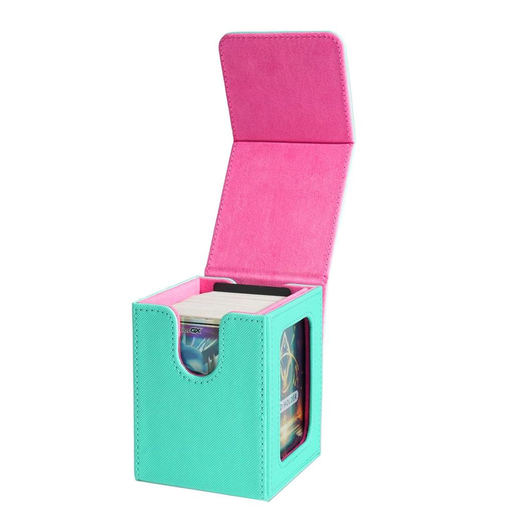 Patent Design PU Leather Game Card Box with Window, 100+ Capacity for Magic: The Gathering