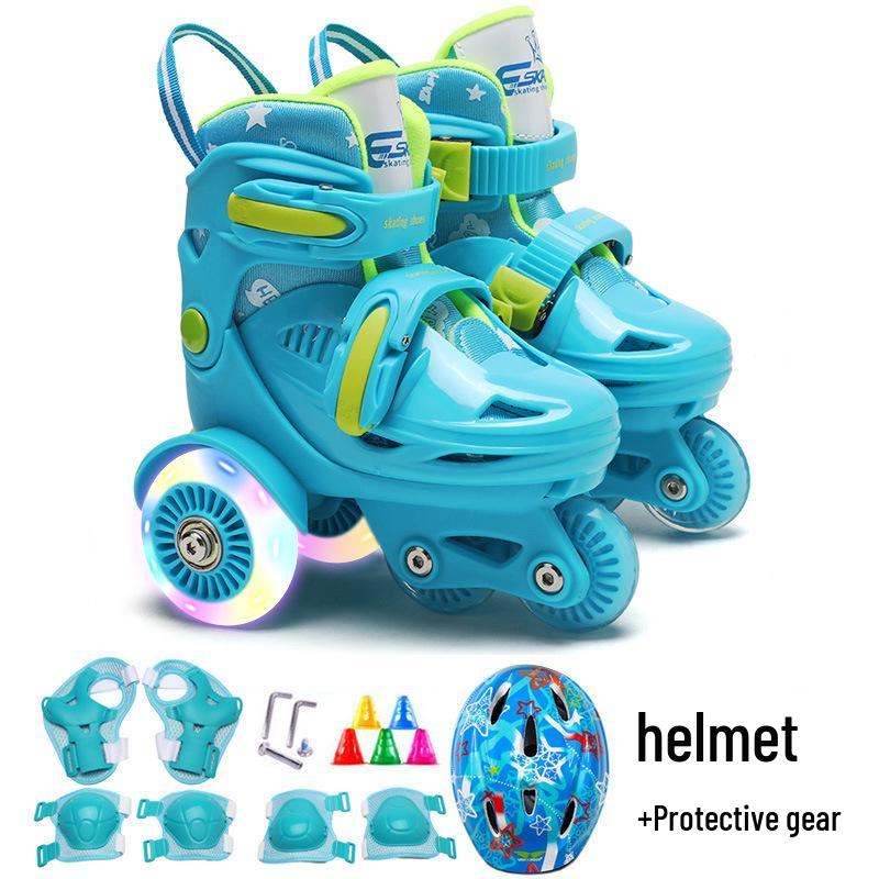 Custom Kids' Beginner Inline Roller Skates with Flashing Double Row Wheels