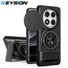 KEYSION Magnetic Phone Case for Redmi Note 14 Pro 4G 5G 14 Pro+5G Slide Camera Protection Upright Kickstand Ring Shockproof Cover for POCO X7