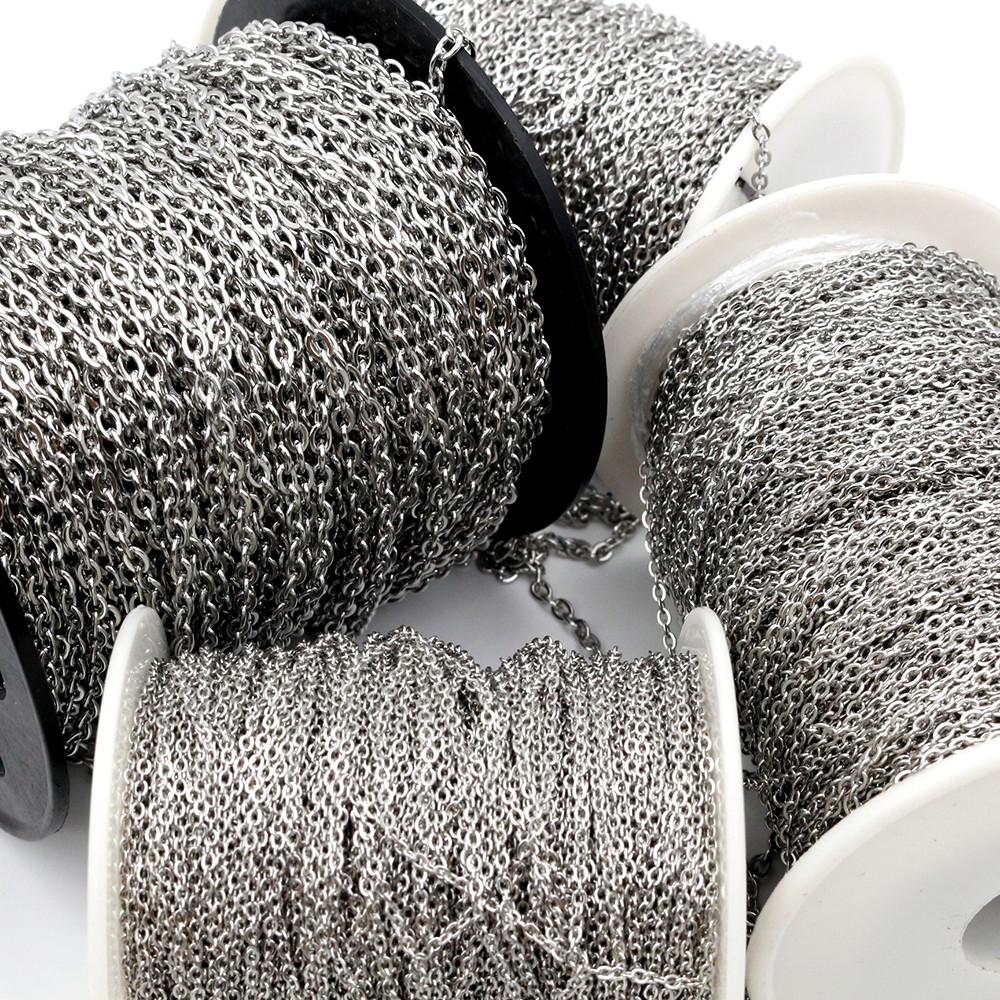 5 Meters/Lot Never Fade Stainless Steel Squash Cross Necklace Chains For DIY Jewelry Findings Making Materials Handmade Supplies