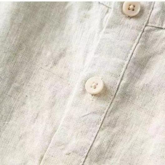 Casual Men's Cotton Linen Blouse Summer Spring O-Neck Button Short Sleeve Beachwear Holiday Blouse Tops