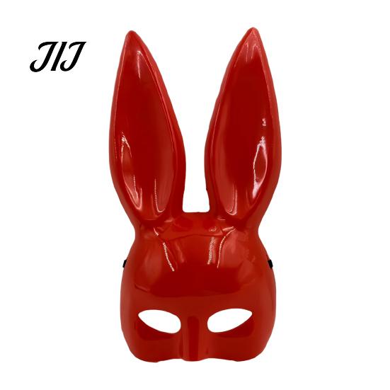 Soft Material Rabbit Mask Halloween Bunny Half Face Mask, Costume Prop with Long Realistic Animal Ears, Plastic Cosplay for Adults, Masquerade